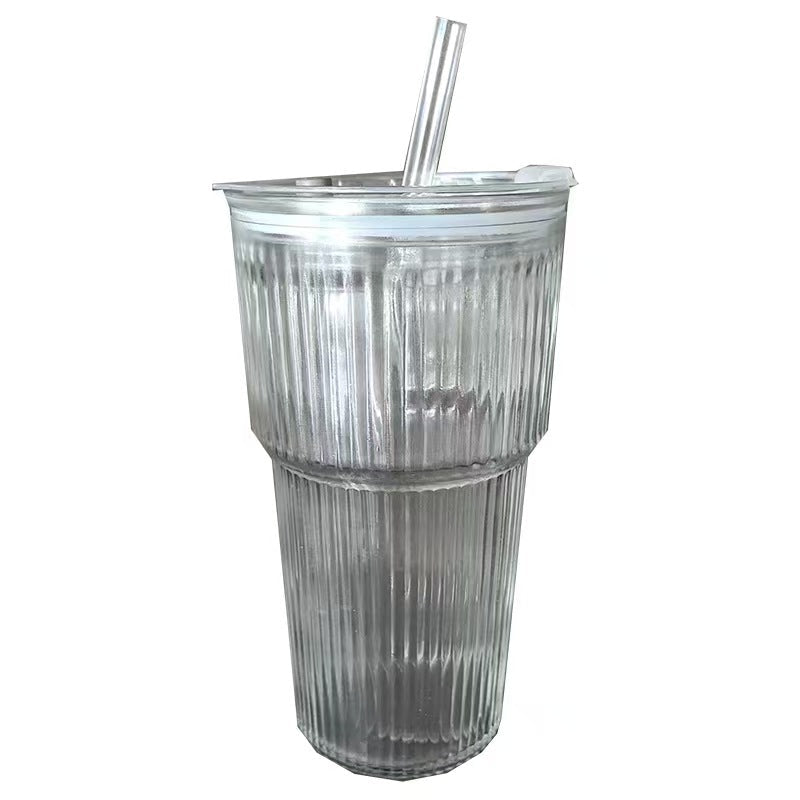 Stylish Ribbed Glass Cup β¨ β Perfect for Coffee, Tea & Smoothies βοΈπ₯€